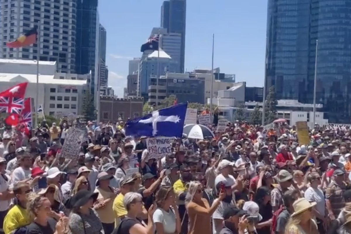 Article image for Vaccine mandate sparks protest at state parliament