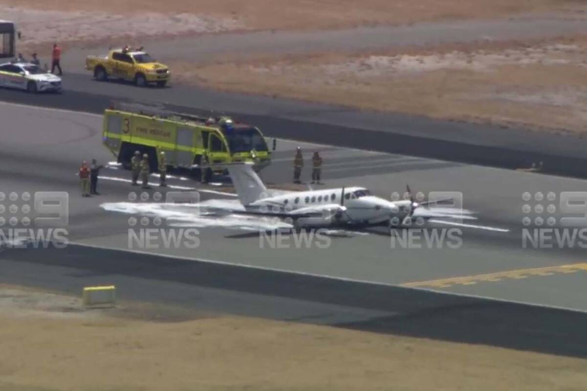 Article image for Light plane makes emergency landing at Perth Airport