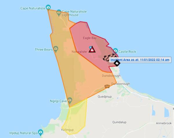 Article image for Residents evacuated after out-of-control bushfire in state’s south-west