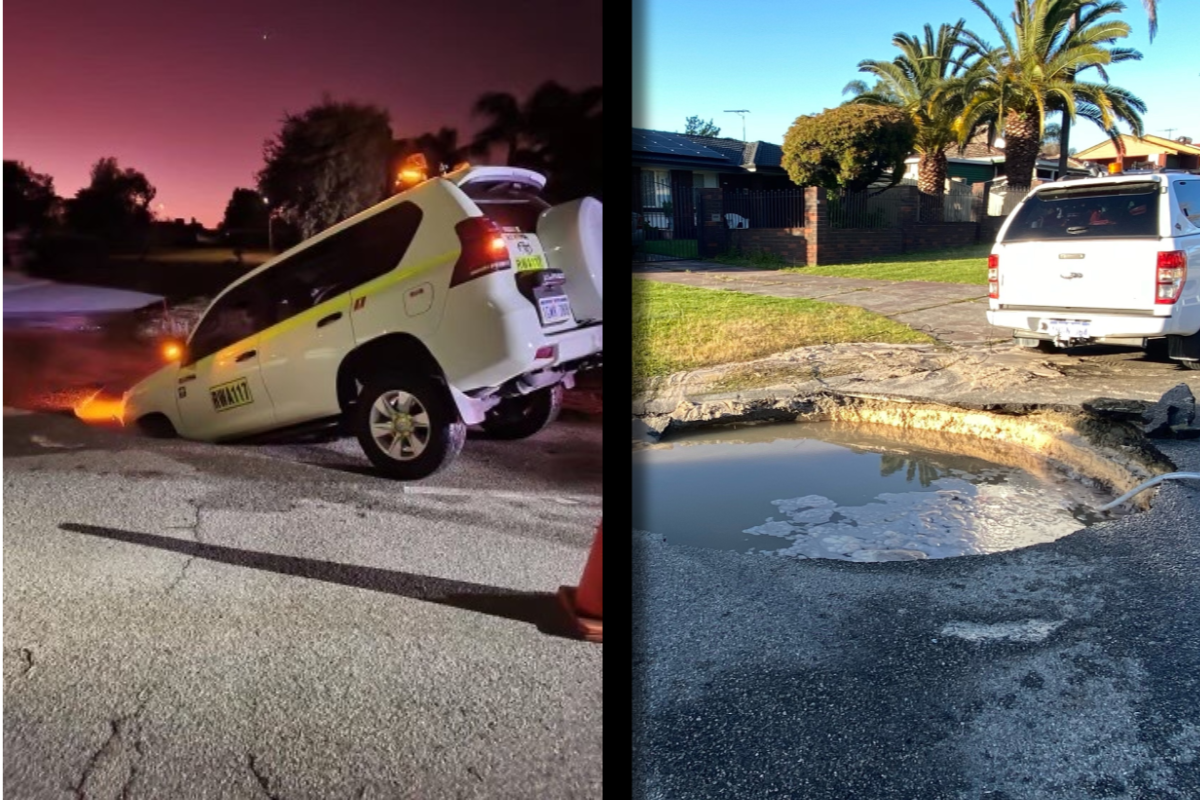 Article image for Perth sinkhole devours hire car