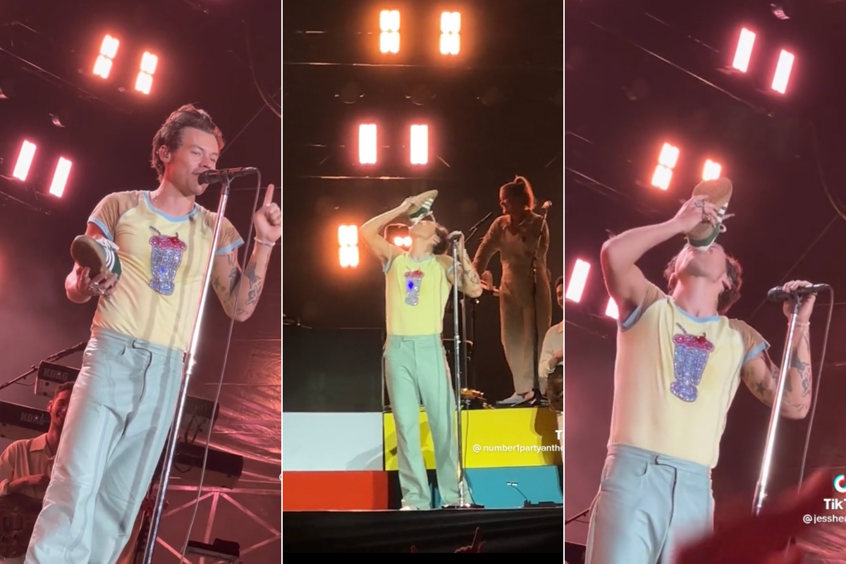 Article image for WATCH: Harry Styles wows Perth fans with shoey and ‘Horses’ rendition