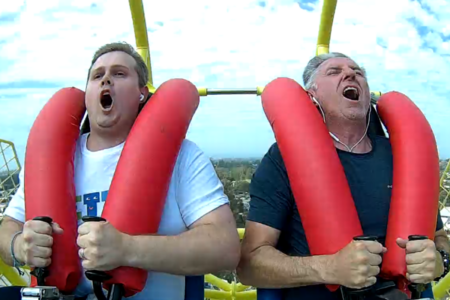 DONATE: Peterson and Adshead tackle Royal Show’s scariest ride