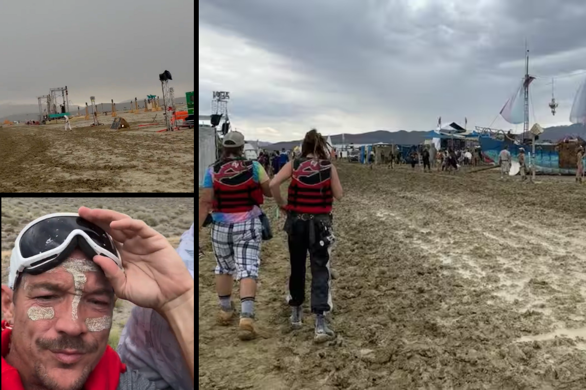 Article image for 70,000 trapped, one dead in ‘muddy pit’ at US desert festival